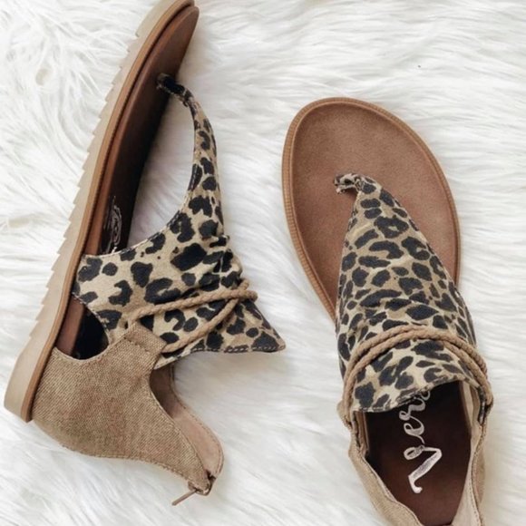 Shoes - Tan Leopard Sparta Sandals